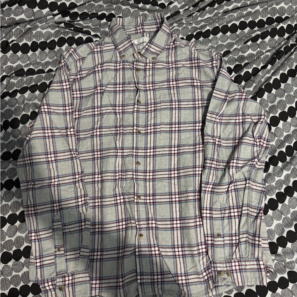 Goodfellow & Co Men's Checkered Shirt - White and Red